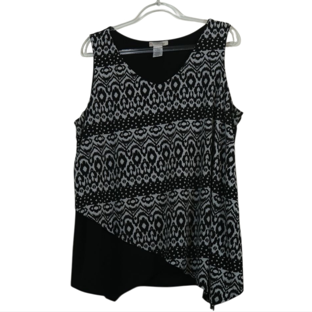 Cato Jersey Printed Shark Bite Sleeveless Top